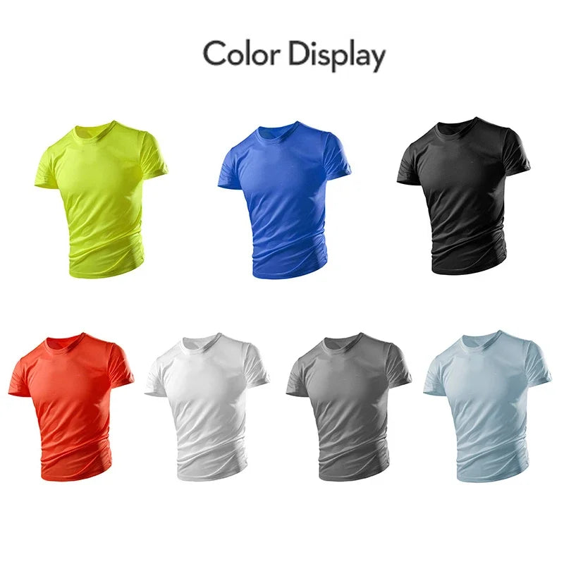 Neues Sommer-Herren- und Damen-Halbarm-Kurzarm-T-Shirt aus Eisseide, atmungsaktiv, für Sport und Fitness, schweißableitend, schnell trocknend