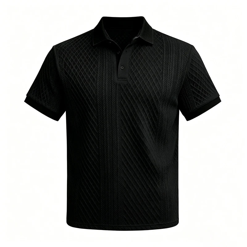 2026 Sommer Herren Jacquard-Strick Poloshirt mit Kontrastkragen Kurzarm Locker Sitzend Weich Atmungsaktiv Lässig Sport Tägliche Kleidung Oberteile