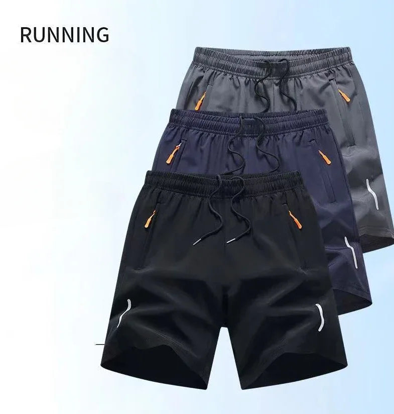 Sommer Herren Shorts Eisseide Laufshorts Gym Sport Shorts Schnelltrocknend Atmungsaktiv Strand Kurze Hose Fitness Jogging Coole Lässige Sportbekleidung