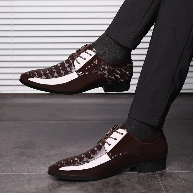 Oxford shoes for men luxury patent leather wedding shoes office slip on men work shoe New Pointed Toe derbies sapatos masculinos