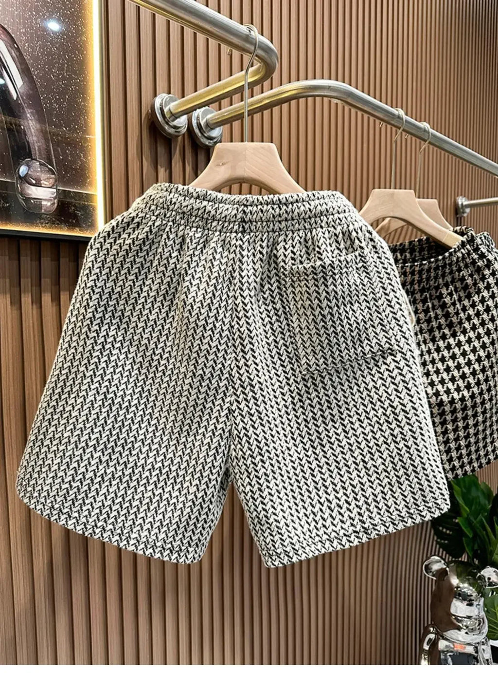 Herrenbekleidung, bedruckt, karierte Shorts, Sommer, stilvoll, gerades Bein, lässige Strandhose, bequeme Taschen, leichte Straßenshorts