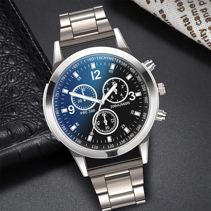 1/2PCS Herren Business Uhren Mode Herren Stahlband Quarzuhr mit Armband (Box nicht im Lieferumfang enthalten)