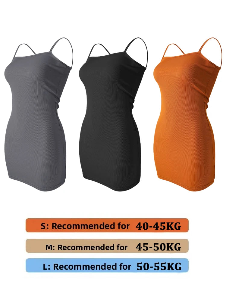 Sommerliches nahtloses Trägerkleid, ärmelloses Satin-Nachthemd, dehnbare Damen-Schlafkleidung mit Spaghettiträgern, lockere Freizeitkleidung für zu Hause