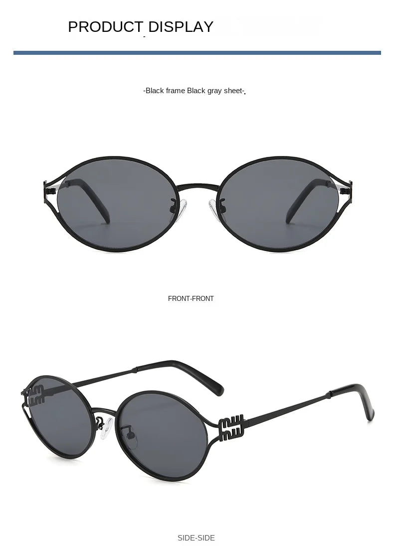 1-2PCS Neue Mode Marke Sonnenbrille Retro Kleine Rahmen Frau Mann Metall Cat Eye Brille Shades UV Schutz sonnenbrille mit Box