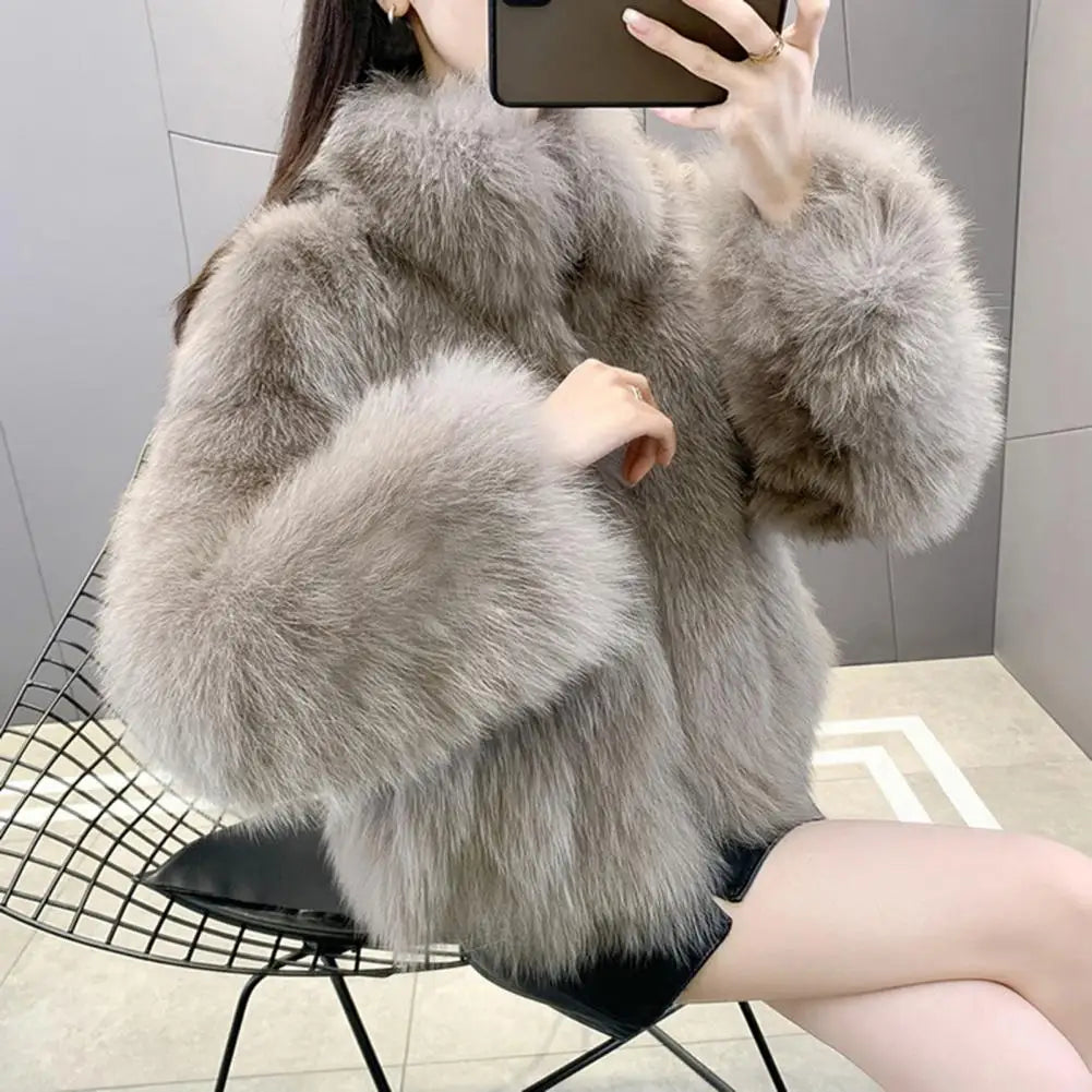 Herbst Winter Übergroßen Lose Beiläufige Luxus Weichen Dicken Warmen Haarigen Faux Mantel Frauen Langarm Flauschigen Jacke 2024