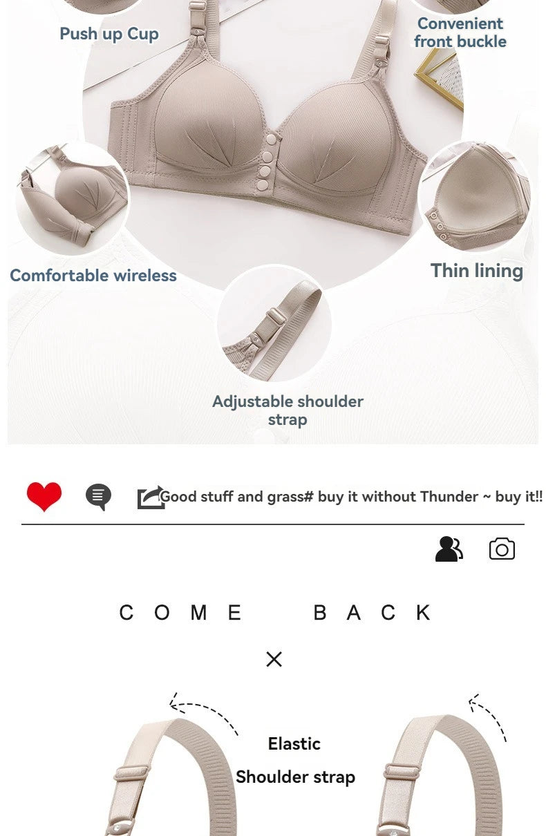 Neue Große Größe Vordere Schnalle Sexy Push-up DAMEN Bh Einstellbare Dünne Tasse Atmungsaktive Bequeme Mutter Mittleren Alters Damen unterwäsche