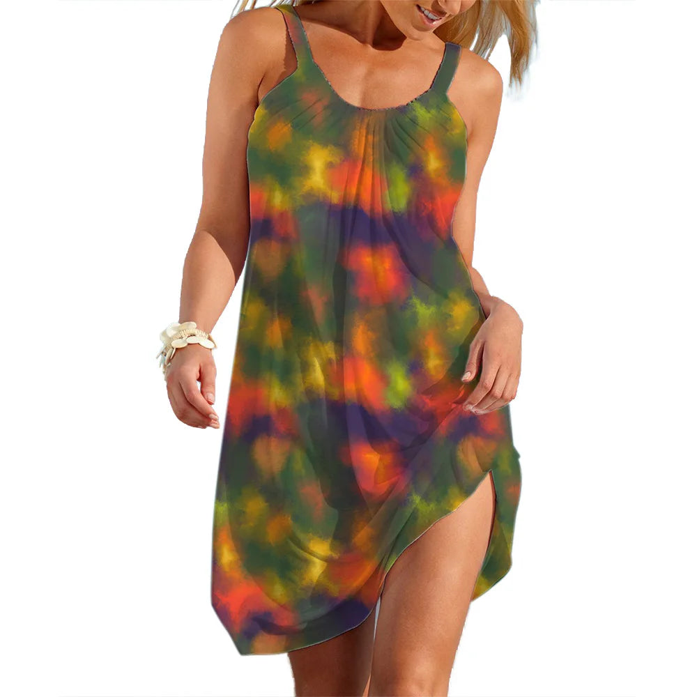 2025 frauen Slip Kleid Mädchen Elegante Tie Dye Kleidung Casual Kleidung Verkauf Frau Lose Täglichen Tragen Streetwear Dame Weiche kleider