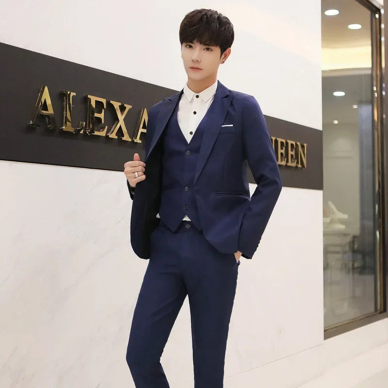 Western-Stil Herrenanzüge Grenzüberschreitende Großhandel Neue Ankunft Abnehmen Dreiteiliges Set Koreanische Version Business Professionelle Kleid