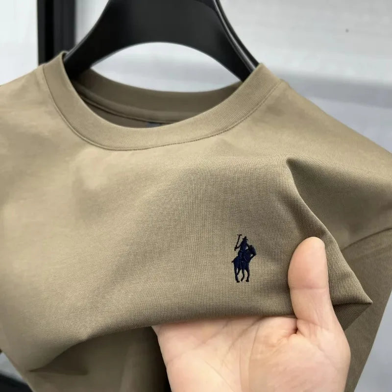 2026 Sommer Herren Strick-Baumwoll-T-Shirt mit kurzen Ärmeln – Modisch, bequem und atmungsaktiv bedrucktes Oberteil