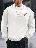 Men's autumn and winter fashionable casual loose bull graphic printed long sleeved round neck sweatshirt