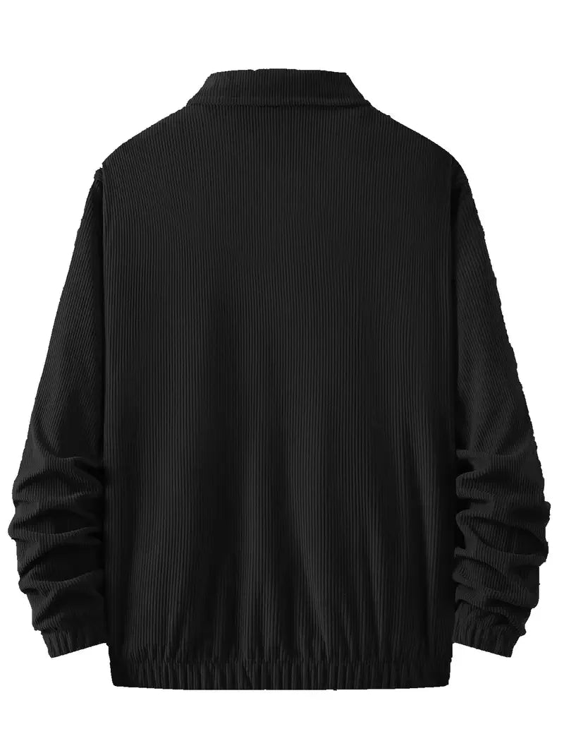 Herren-Cord-Reißverschlussjacke, lässig, modisch, Oberteil, Frühling und Herbst, Oberbekleidung für Streetwear, bequeme Passform, Mantel mit Reißverschluss