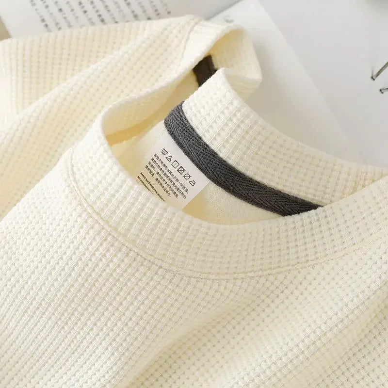 Neues Sommer-T-Shirt mit Rundhalsausschnitt und Waffelmuster für Herren, bequemes, atmungsaktives Kurzarm-Top für Freizeitkleidung