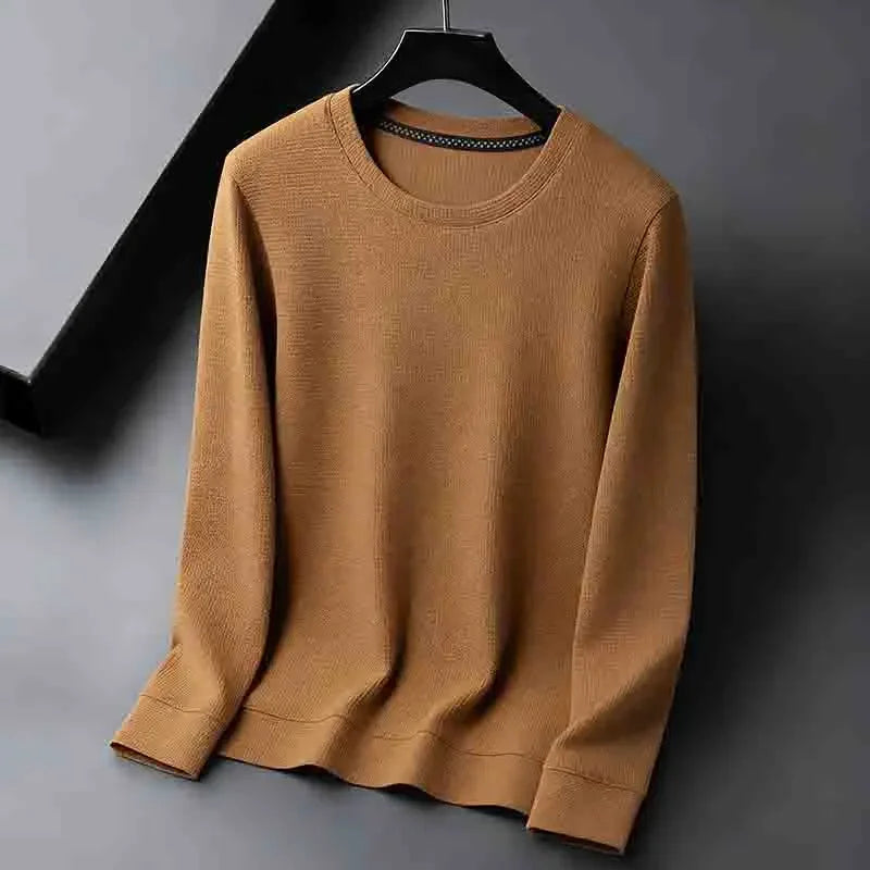 2026 Neuerscheinung Herren Basic Einfarbiger Rundhals-Pullover Atmungsaktiver Langarm-Strickpullover