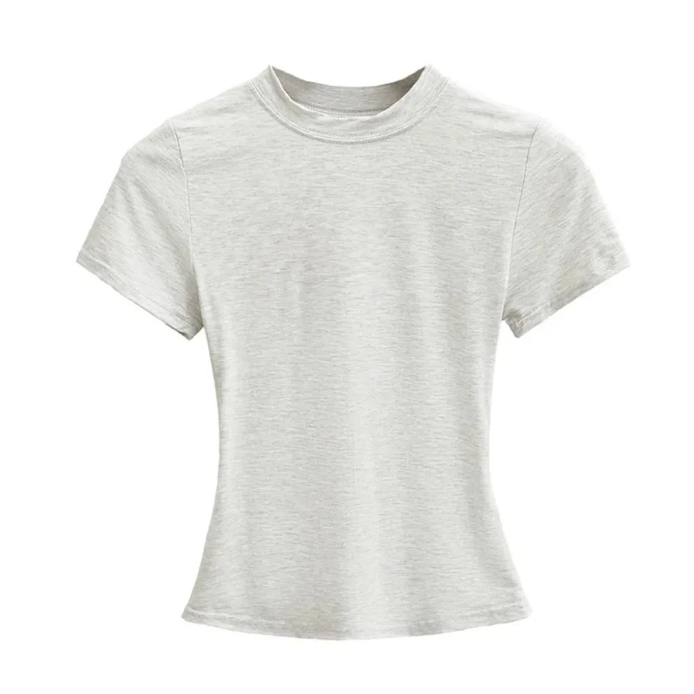 2025, neues, hochwertiges, lässiges T-Shirt, sexy, schlanke, kurze Ärmel, Modetrend, solide Damenbekleidung, Y2K-Tops
