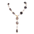 Vnox klobige Halskette mit unregelmäßigen Perlen für Damen, zweifarbige Winterpulloverkette, Schlüsselbein-Hals-Accessoires