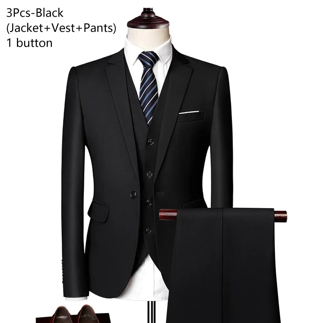 Hochzeitsanzüge für Männer, 3-teiliges Set, elegante Jacken, Weste, Hosen, Blazer, formelles Outfit, modisch, klassisch, komplettes 2024-Kostüm