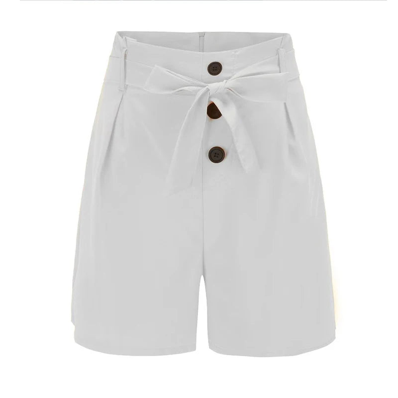 Y2K Solid Button Front Shorts Krawatte Taille Strand Sommer Hohe Taille Shorts Damenbekleidung