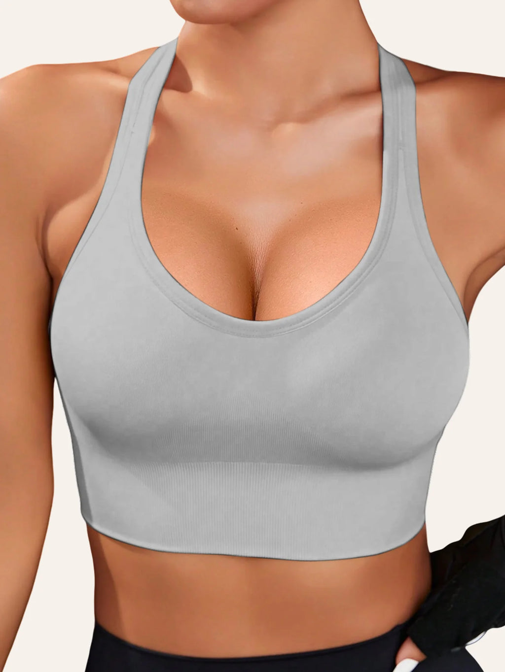Seamless Comfortable Breathable Push Up Yoga Vest Bra with Non Adjustable Shoulder Straps and Buckled Back Straps