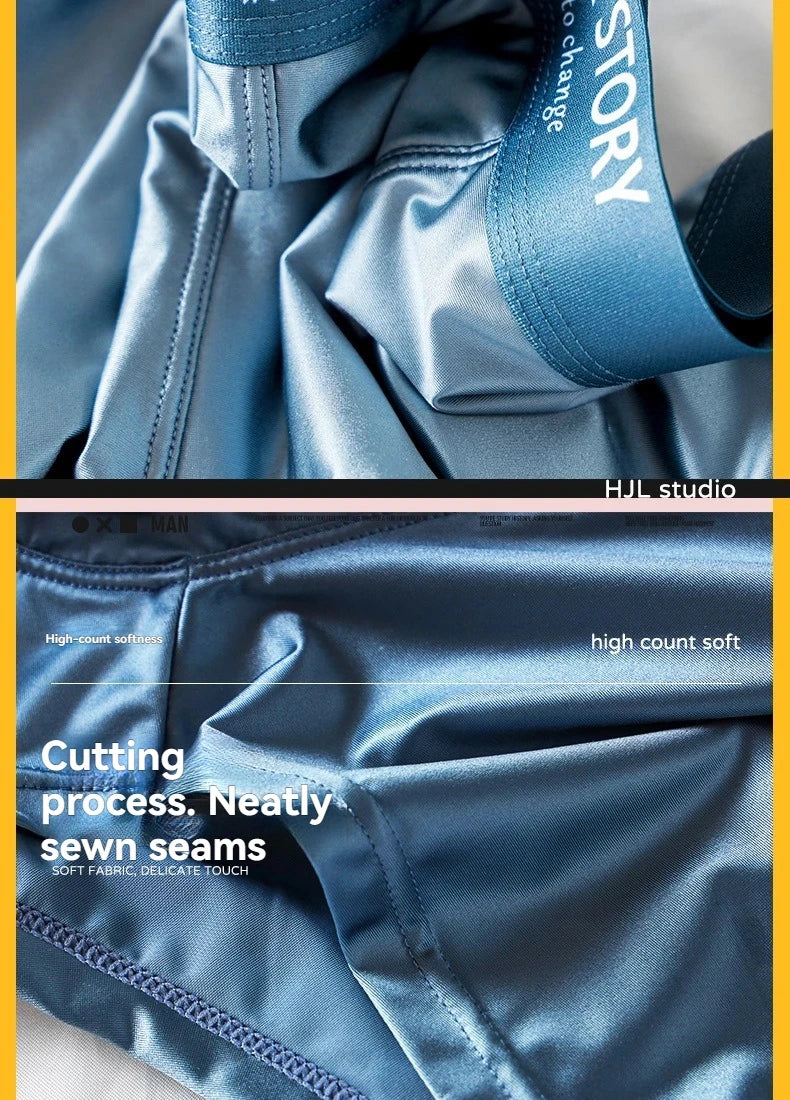 1/3Pcs Atmungsaktive Dünne Satin Seide Boxer Briefs Nahtlose Mittlere Taille Eis Seide Boxer Unterhose Glatte Unterwäsche für Männer Täglich