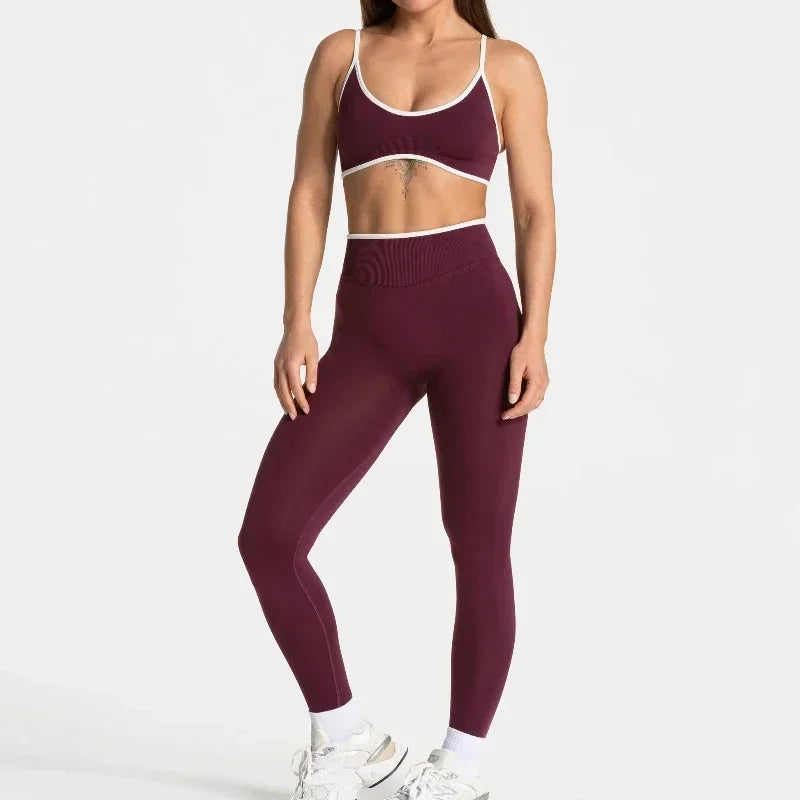 Summer Women's Solid Color Sports Suspender Bra Sexy Backless Knit with Chest Cushion Suspender Yoga Fitness Top