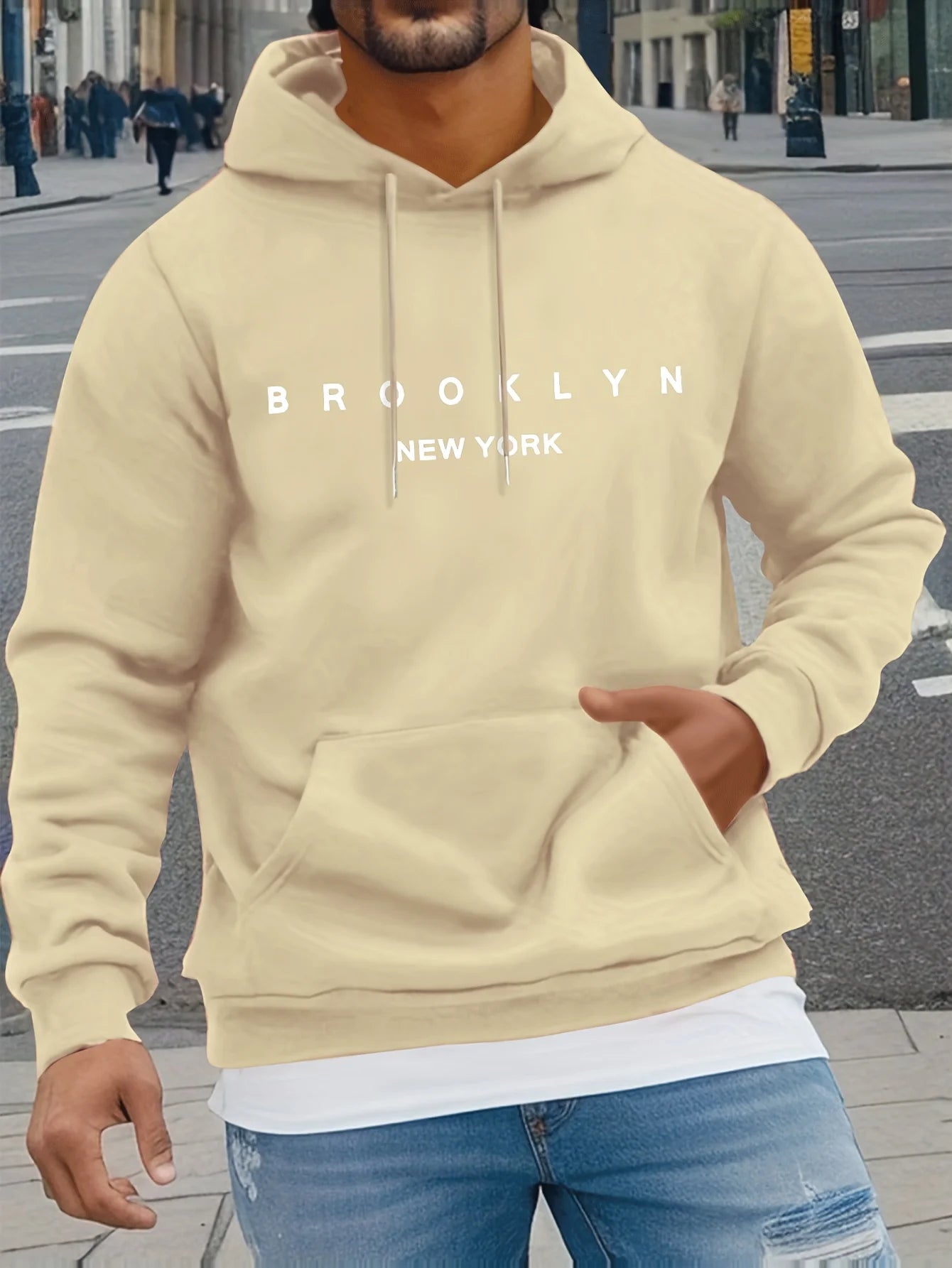 BROOKLYN NEW YORK Klassischer Briefdruck Herren Damen Kapuzenpullover Herbst Winter Outdoor Urlaub Fitness Lässiges warmes Sweatshirt
