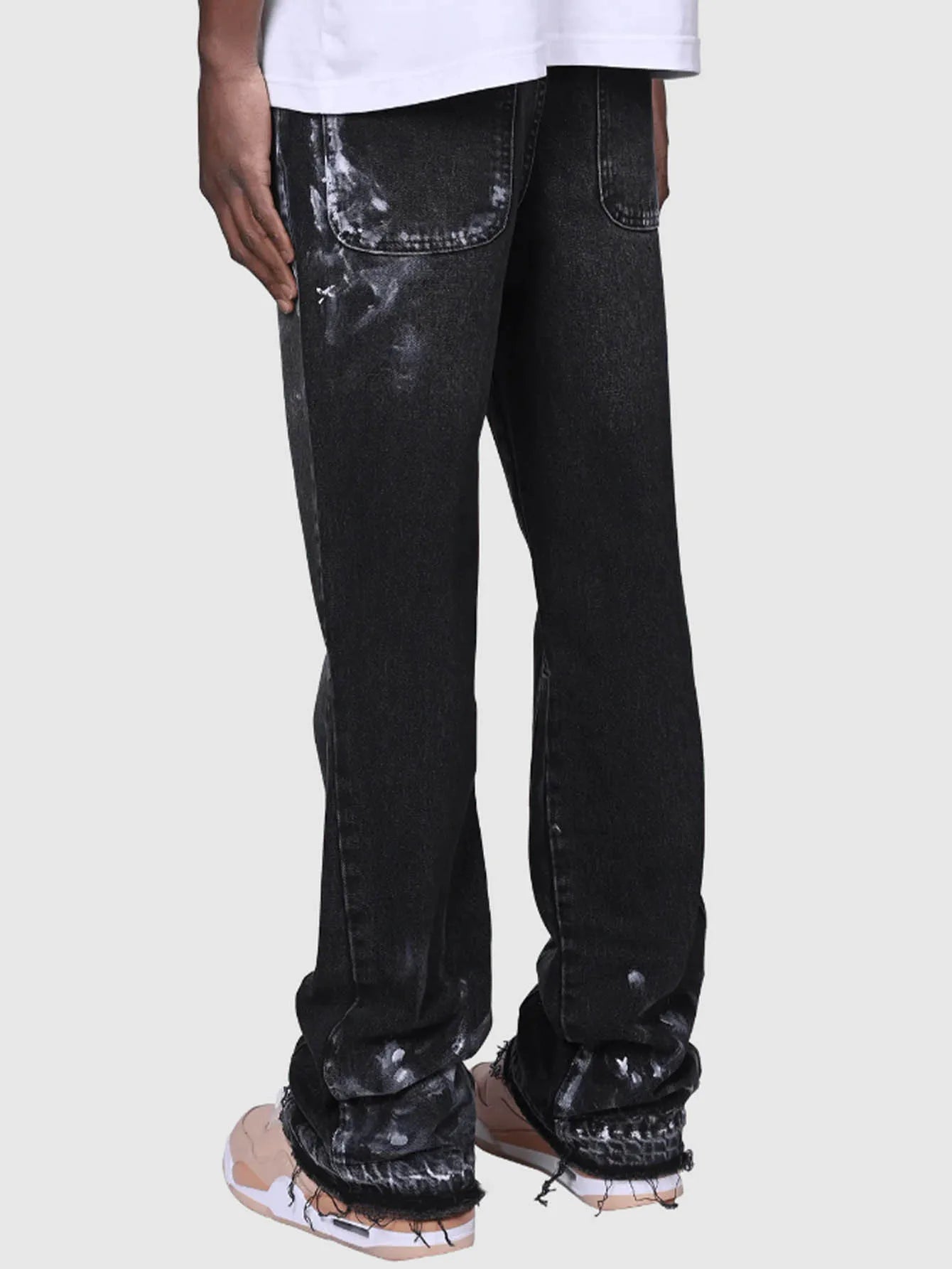 Jeans Herren Vintage gerade Hose mittlere Taille Stretch Distressed Washed Pockets Button Basics Hose 2025, Streetwear Denims