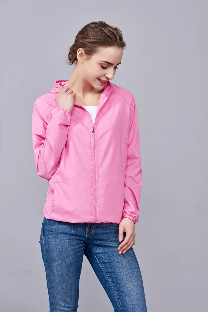 JNLN Unisex Wanderjacke Herren Damen Wasserdicht Schnelltrocknend Camping Windjacke Outdoor Trekking Angeln Regenmantel Anti UV Kleidung