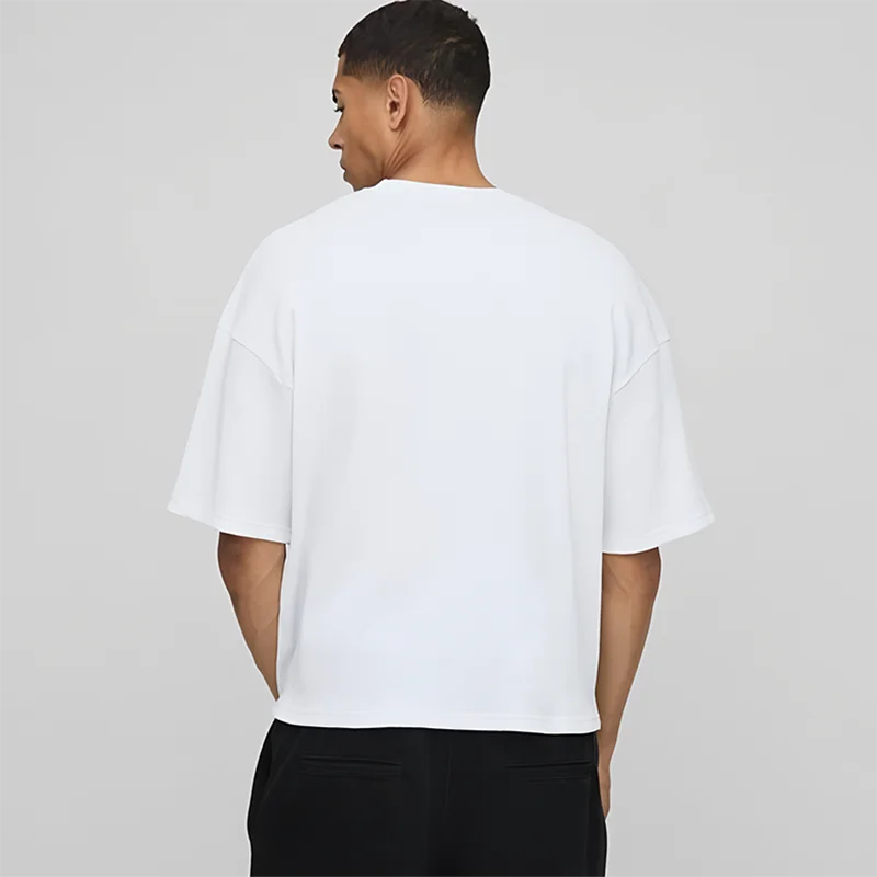 Basic Übergroßes Boxy Rundhals-T-Shirt Herren Schwergewicht 240GSM 100 % Baumwolle Halbarm-T-Shirts Sommer Lose Sportbekleidung