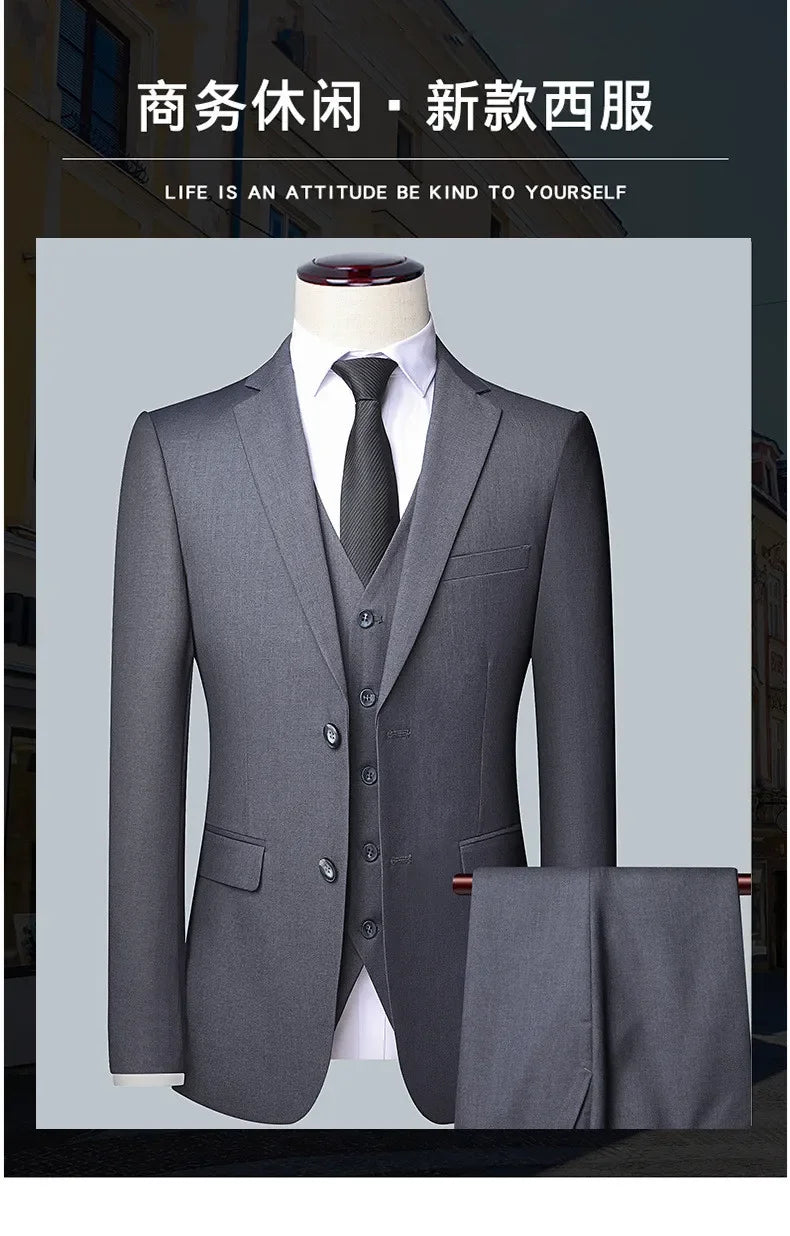 Anzug Boutique Herrenmode Business (Blazer + Weste + Hose) Gentleman's Hochzeit Casual Professioneller formeller Anzug 3-teilig M-6XL
