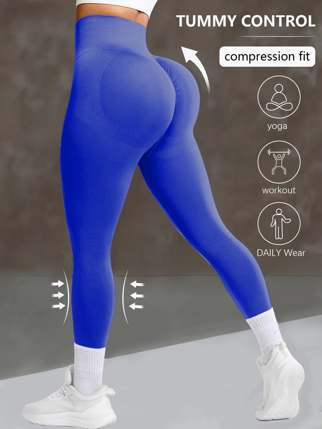 CZGUKE Nahtlose Damen-Yogahose mit hoher Taille, enge Taille, Hüftheben, elastisch, eng, einfarbig, breite Taille, Sport-Leggings