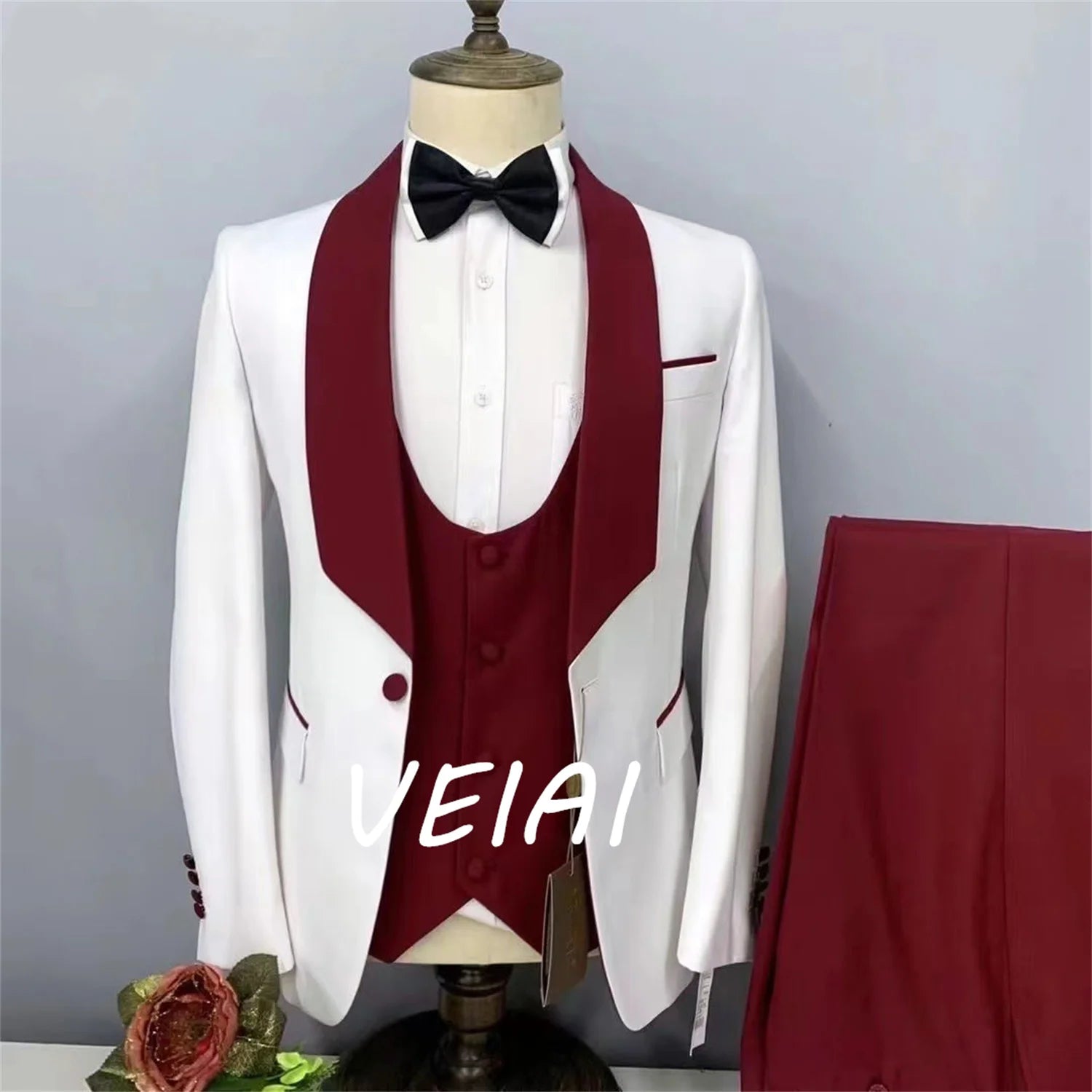Angepasst Neue Weiß Und Grün Formale Business Männer Anzug Bräutigam Trauzeuge Hochzeit Party Prom Männlichen Smoking 3-teiliges Set Blazer Weste P