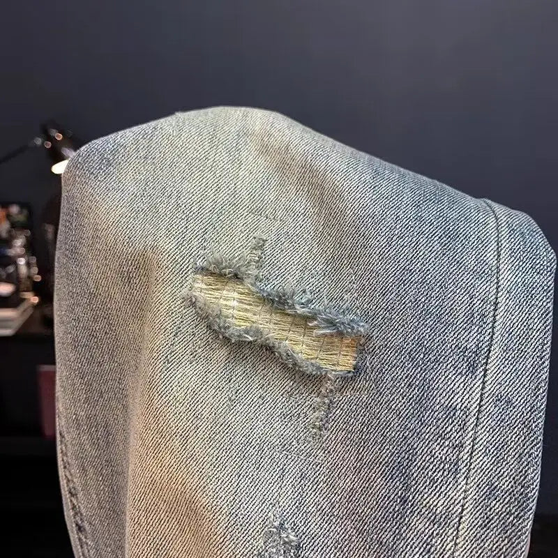 Jeans für Herren 2025, Frühling und Herbst, kleine zerrissene Jeans, Herren-Vintage-Hosen, trendige Marke, Harlan-Männerkleidung, Streetwear-Kleidung