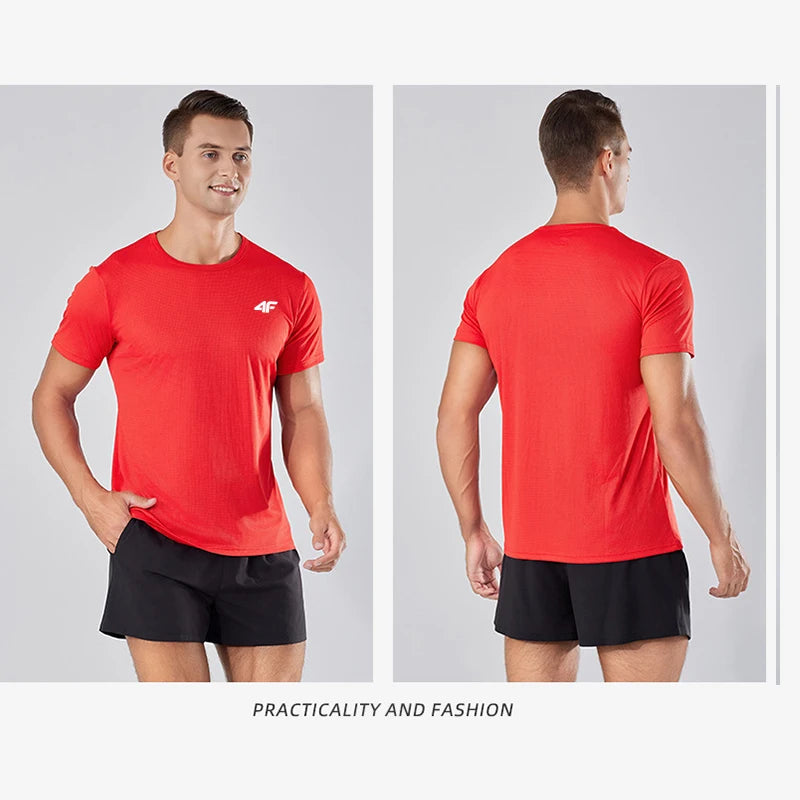 Sommer-Trainings-T-Shirt für Herren, hochwertig, atmungsaktiv, schnell trocknend, kurzärmelig, Top für Marathon, Fitnessstudio, Fitness, Basketball-T-Shirts