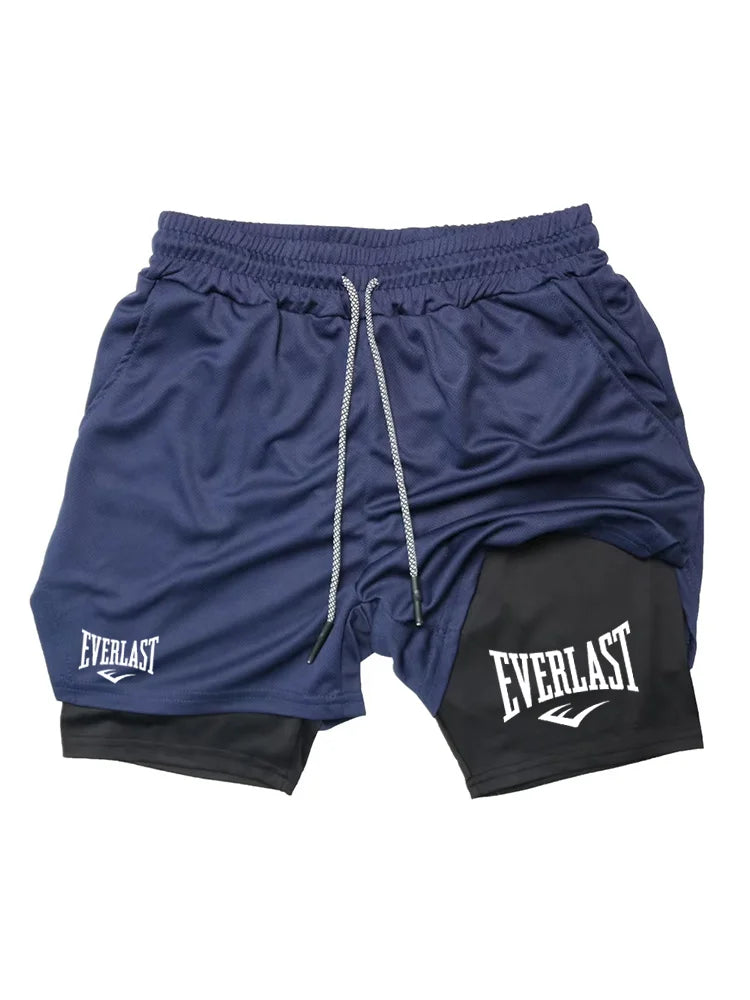 Herren Laufshorts 2 in 1 Doppellagige Sportshorts Sportbekleidung Fitness Kurze Hosen Trainings-Jogginghose Herrenbekleidung