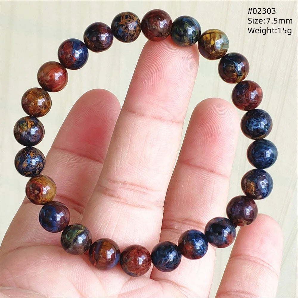 Natürliche blaue Pietersite Runde Perlen Armband Schmuck 12,5 mm Feuer Pietersite Namibia Feuer Pietersite Seltene Steinperlen AAAAAA