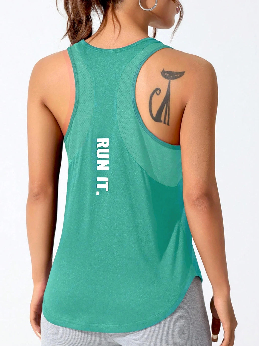 Women's stitched letters quick-drying sports vest, breathable net yoga sportswear, tennis uniform cycling suit, daily wear