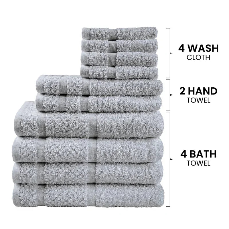 10-teiliges Handtuch-Set mit verbesserter Weichheit und Haltbarkeit, Grau
