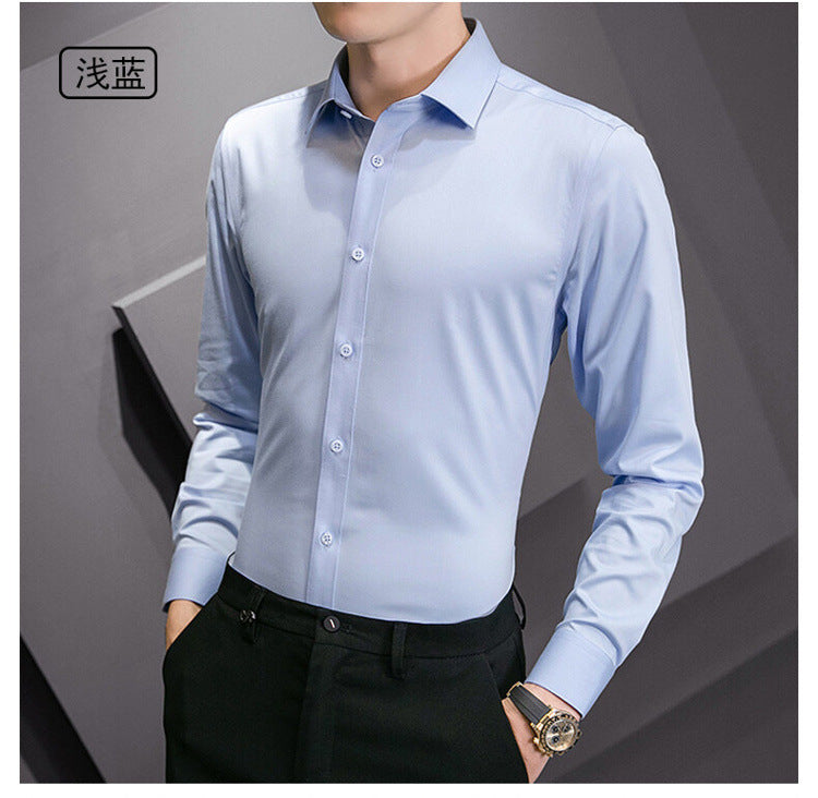 Neue Plus Größe Männer Einfarbig Business Hemd Mode Klassische Grundlegende Beiläufige Dünne Weiße Langarm-shirt Marke Kleidung