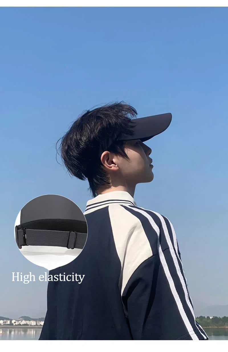 Cooling Stretchy Visor Ice Silk Long Brim Empty Top Hat Summer UV Protection Men Sun Hats Cycling Running Sports Golf Visor Cap