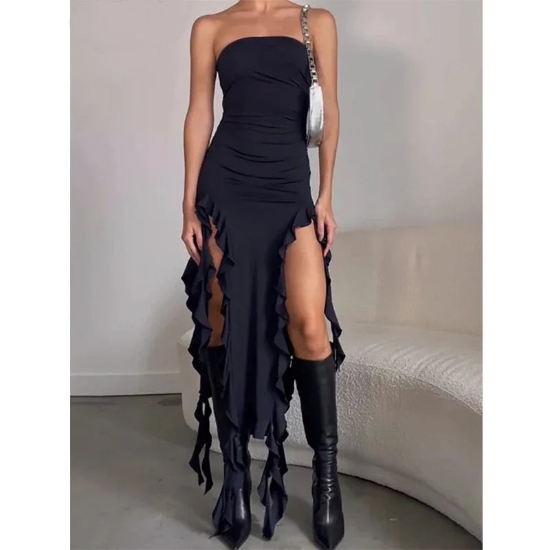 Sommer neue y2k sexy heiße Mädchen One-Shoulder Quallen Stil Pilz sexy Brust umwickelt unregelmäßige Kleid
