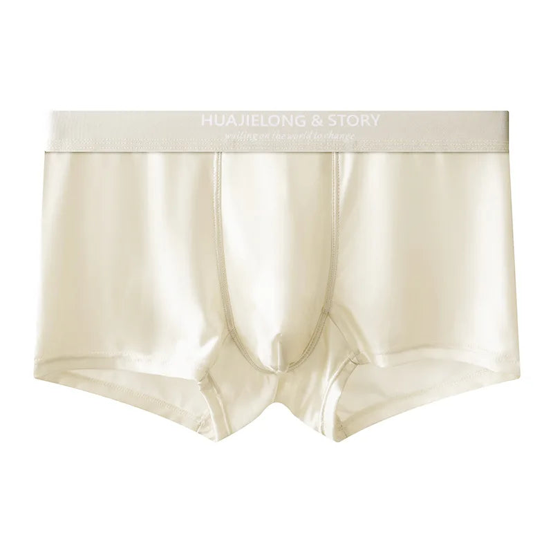 1/3Pcs Atmungsaktive Dünne Satin Seide Boxer Briefs Nahtlose Mittlere Taille Eis Seide Boxer Unterhose Glatte Unterwäsche für Männer Täglich