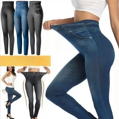 European American High Elasticity Denim Bedruckte Leggings Damen Hohe Taille Schlanke Leggings Gym Training Radfahren Mode Shorts