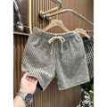 Herrenbekleidung, bedruckt, karierte Shorts, Sommer, stilvoll, gerades Bein, lässige Strandhose, bequeme Taschen, leichte Straßenshorts