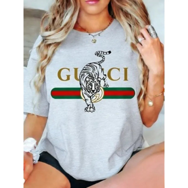 2026 Neues T-Shirt für Damen mit Buchstabenprint, kurzärmelig, trendig, temperamentvoll, lässig, vielseitig, schwerer Stoff