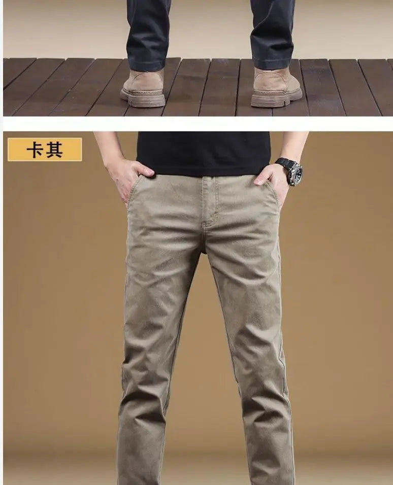 2025, Sommer-Freizeithose für Herren aus dünner Baumwolle, trendige, vielseitige, elastische, leichte Business-Hose, formelle, schlanke, gerade Hose