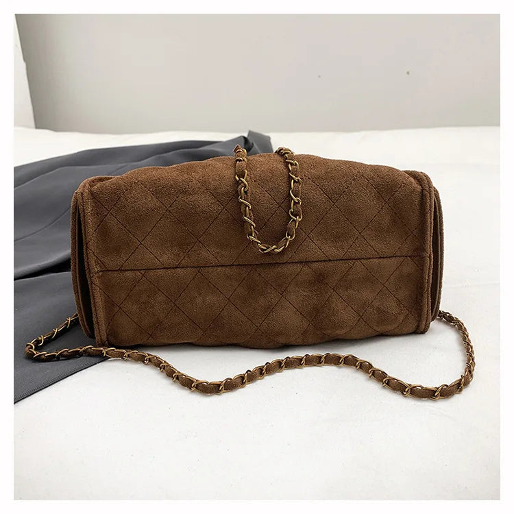 Trendy Geometric Chain Underarm Bag Women's Shoulder Bag Commuter Crossbody Bag Versatile PU Bucket Bag Autumn New Style