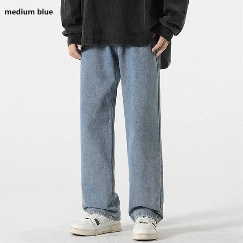 Jeans für Herren im Frühjahr und Sommer 2022, neuer Stil, Trend, gerade, vielseitige Freizeithose, lockere Hose mit weitem Bein