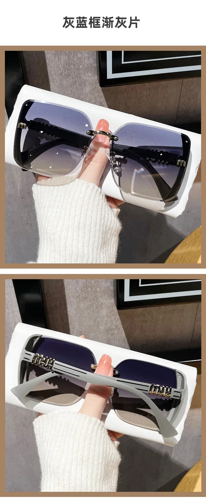 2025 neue Mode Coole Sonnenbrille Frauen Luxus Marke Buchstaben Anti Starke Licht Vintage Randlose Sonnenbrille Damen Gafas UV400