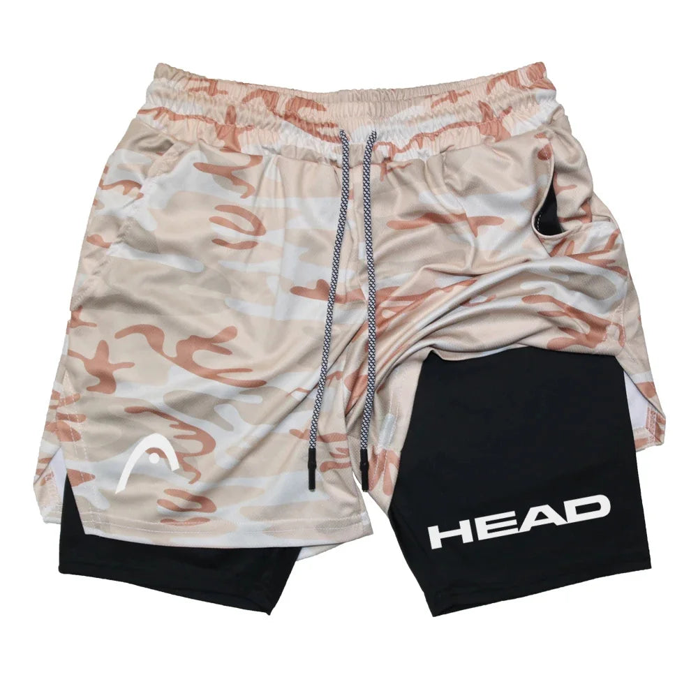 Anime Berserk Head Laufshorts für Herren, Fitness, Fitnessstudio, Training, 2-in-1, Sport, schnell trocknend, Training, Joggen, Doppeldeck, Sommer