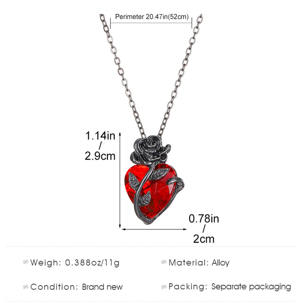 Gothic Rose Red Love Halskette Damen Y2K Grunge Schmuck Zierliche Silberfarbe Tonebloody Human Heart Anhänger Personalisierte Geschenke